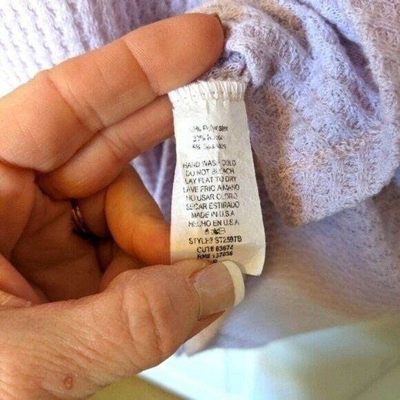 Sinuous lavender waffle-knit tie back tank top - Small - Made in the USA - Picture 6 of 6